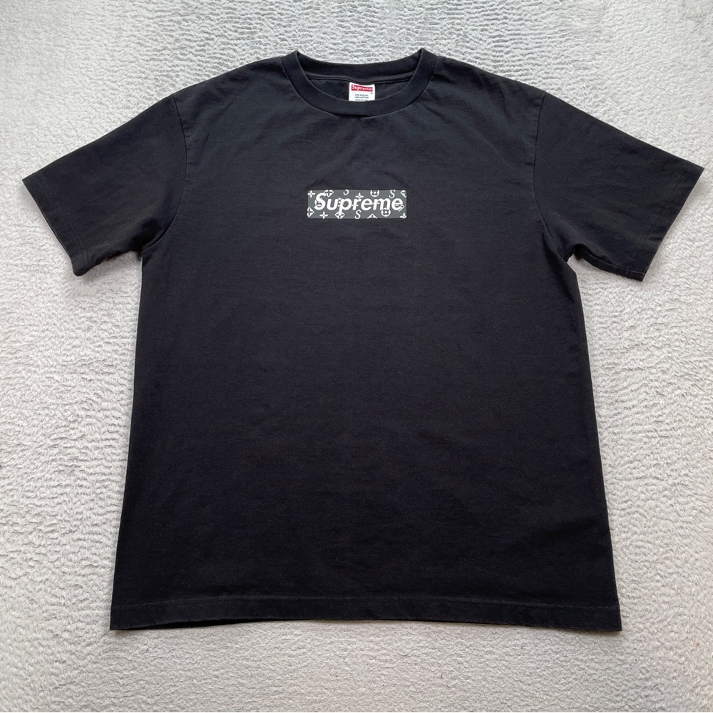 Vintage Supreme X Louis Vuitton T-Shirt Men's Size Large Black Monogram Box Logo